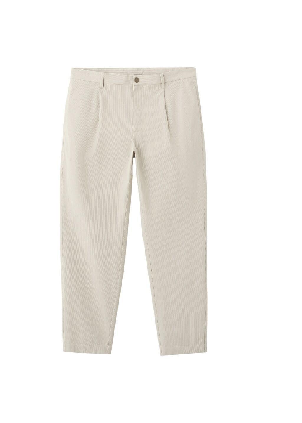 Brown Regular Fit Cotton Blend Pleated Striped Trousers, Medium Brown, large image number 4
