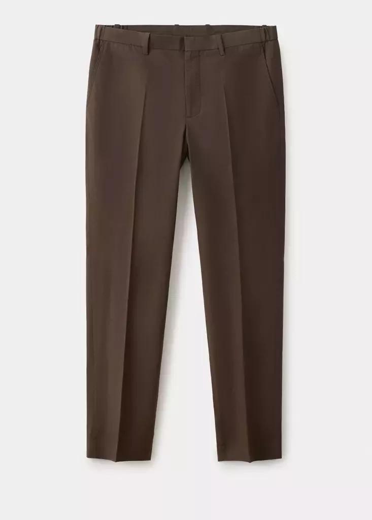 Brown Slim Fit Cotton Lyocell Suit Trousers, Brown, large image number 6
