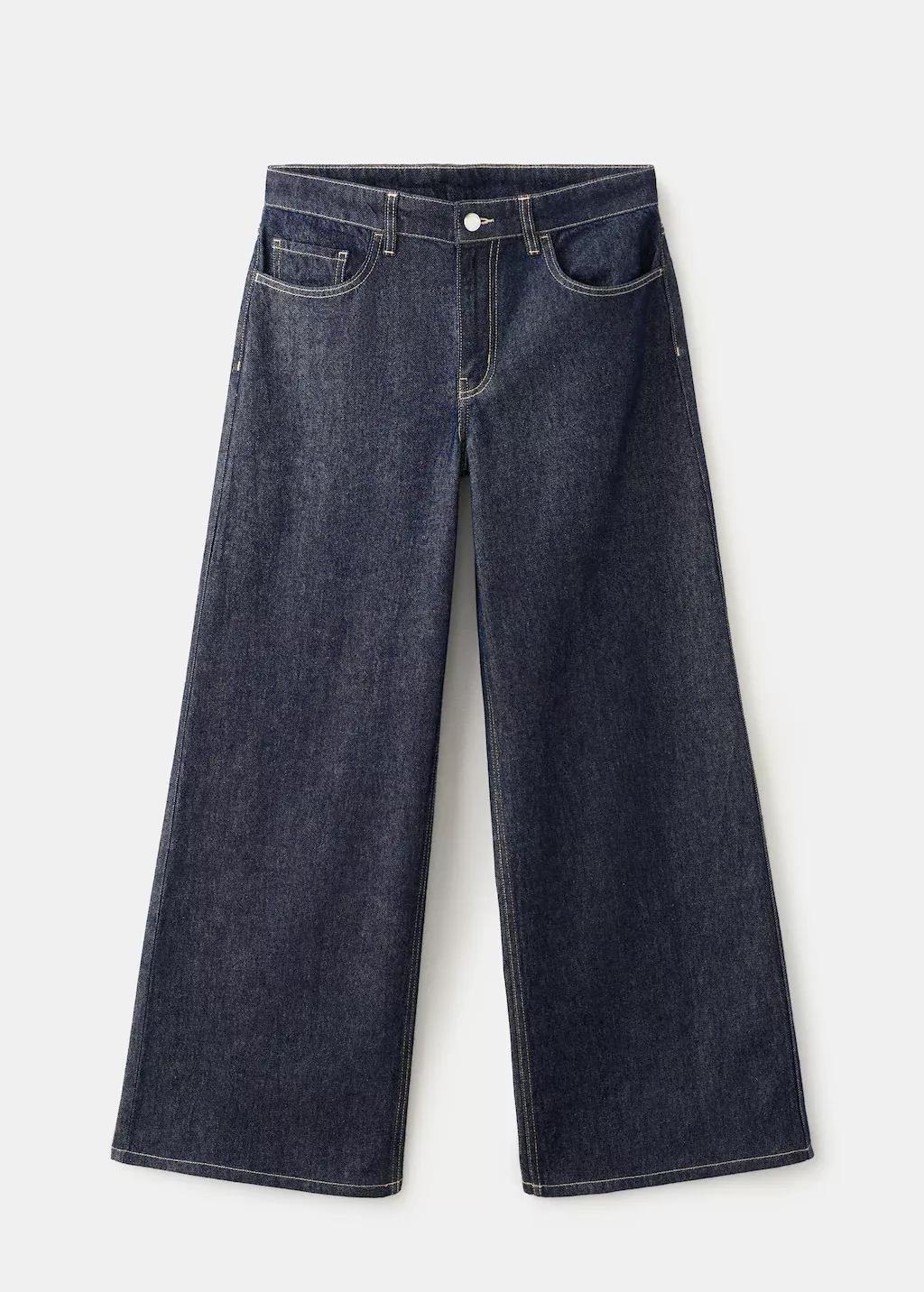 Blue Low-Rise Wideleg Jeans, Open Blue, large image number 0