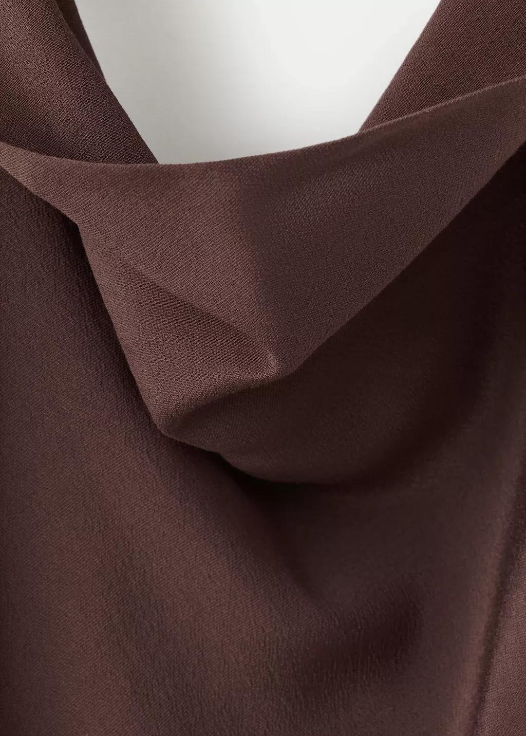 Brown Draped Halter Crop Top, Brown, large image number 3
