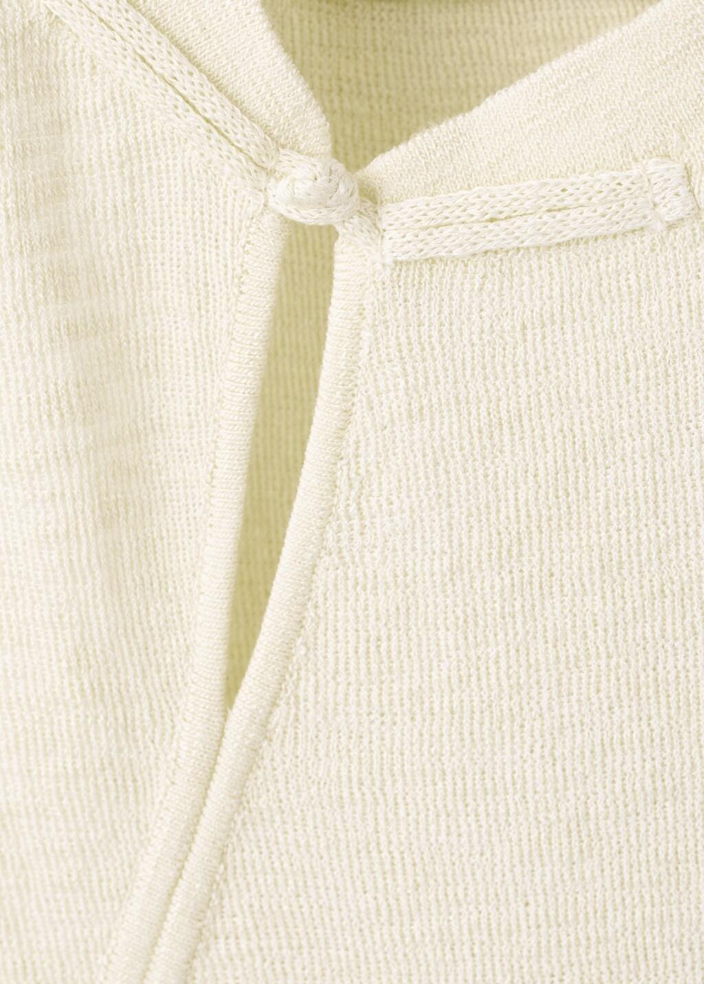 Beige Frog Fastener Knitted Top, Light Beige, large image number 1