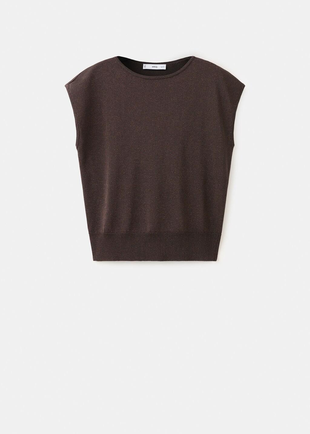 Brown Boat-Neck Knitted Top, Dark Brown, large image number 0