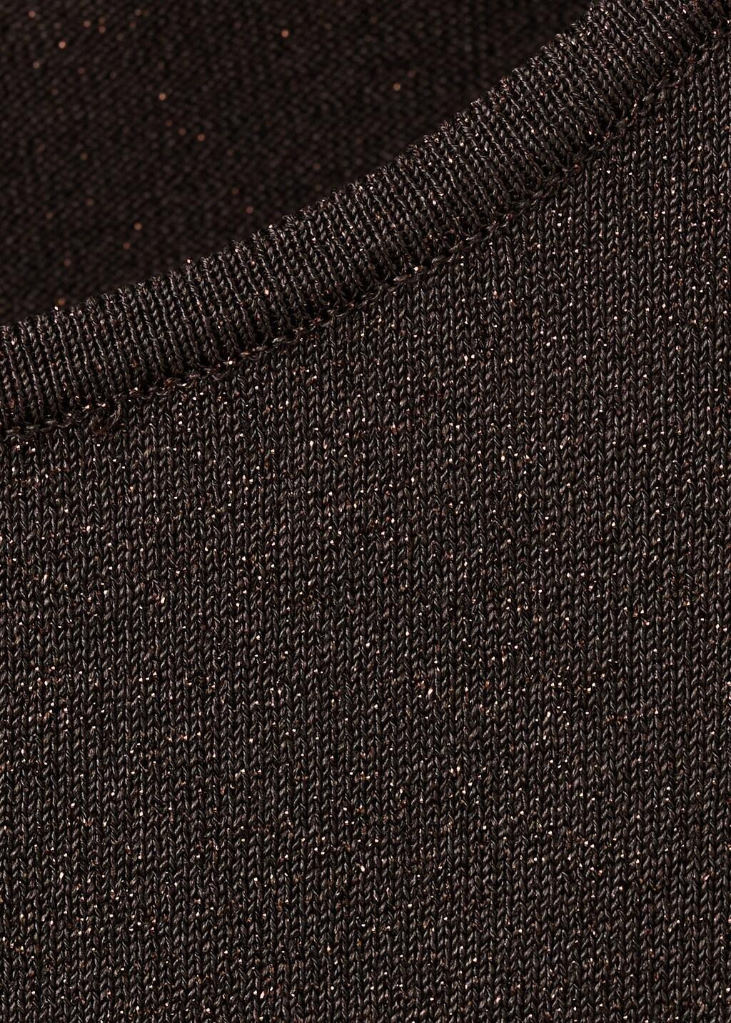 Brown Boat-Neck Knitted Top, Dark Brown, large image number 1