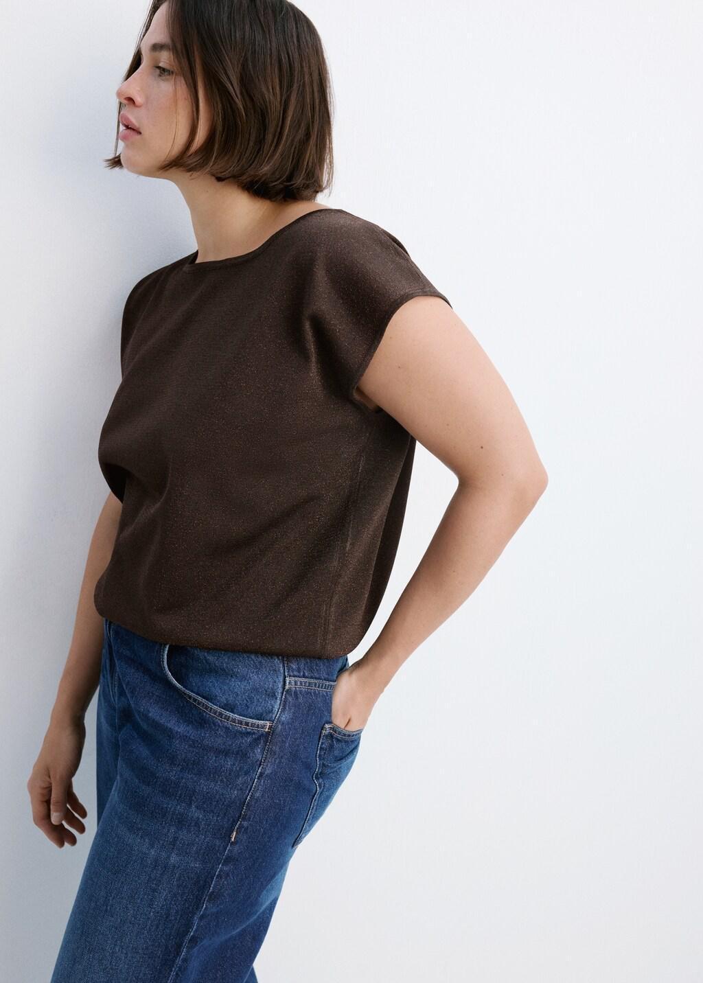 Brown Boat-Neck Knitted Top, Dark Brown, large image number 3