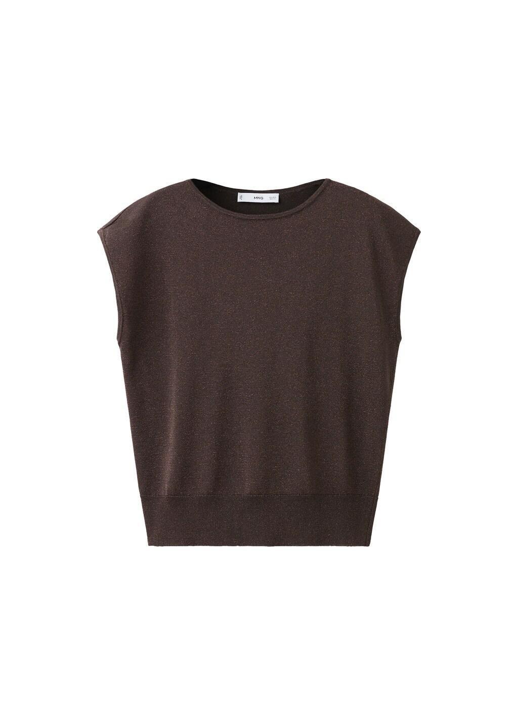 Brown Boat-Neck Knitted Top, Dark Brown, large image number 4