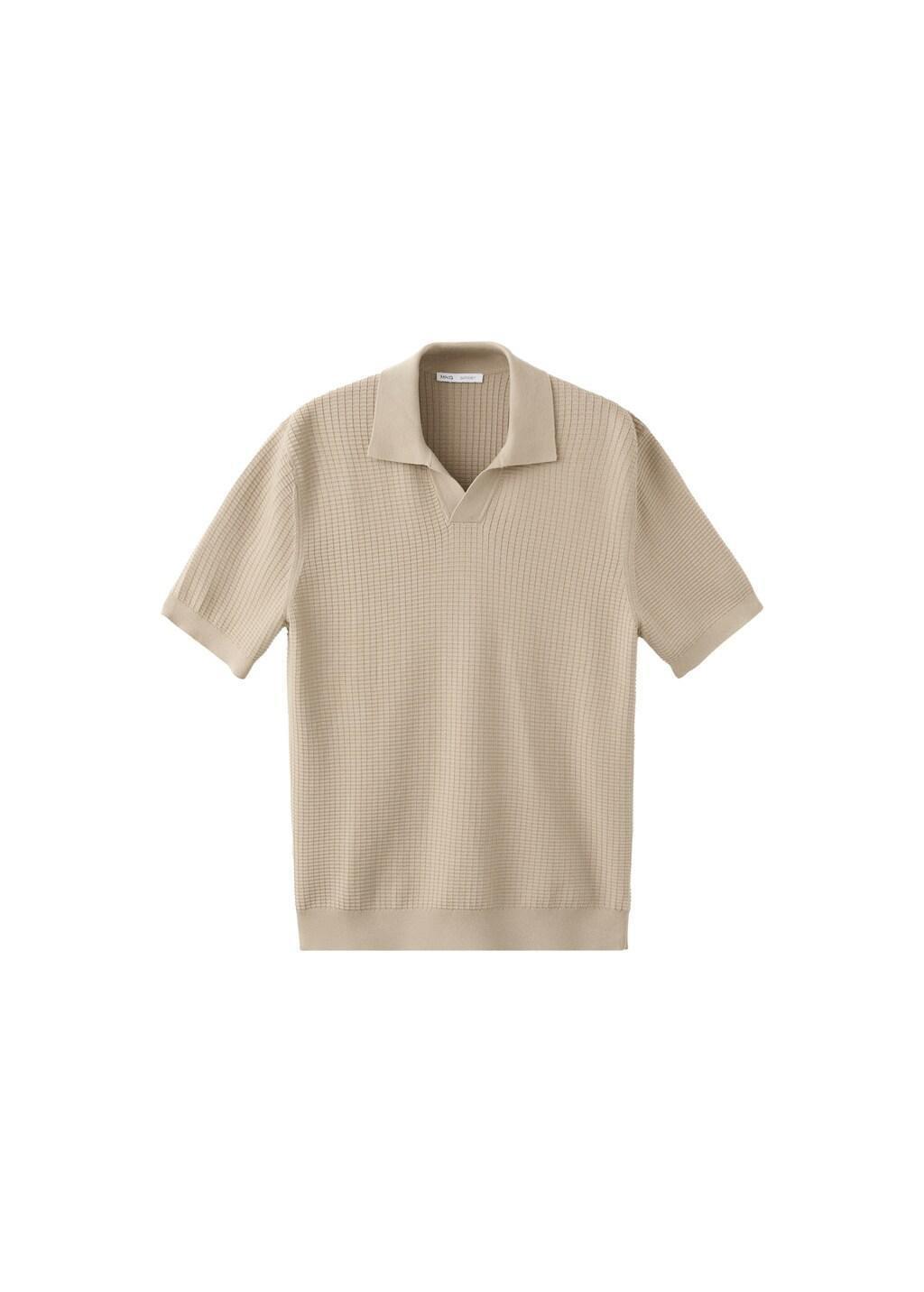BEIGE 100% cotton knitted polo structure, Light Beige, large image number 3