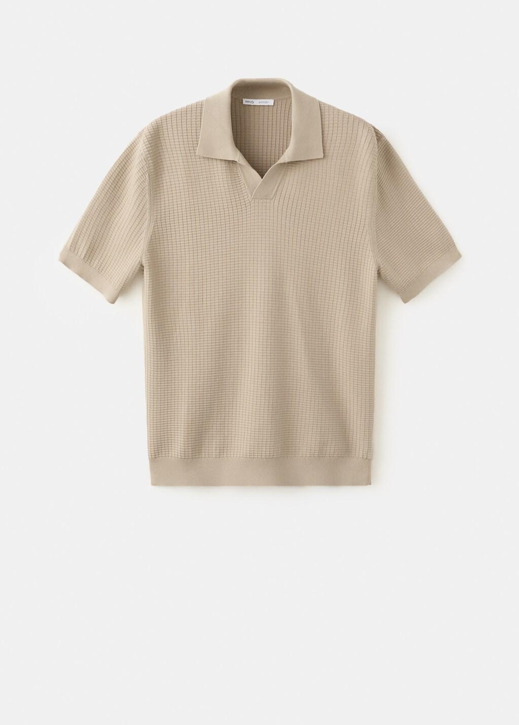 BEIGE 100% cotton knitted polo structure, Light Beige, large image number 4
