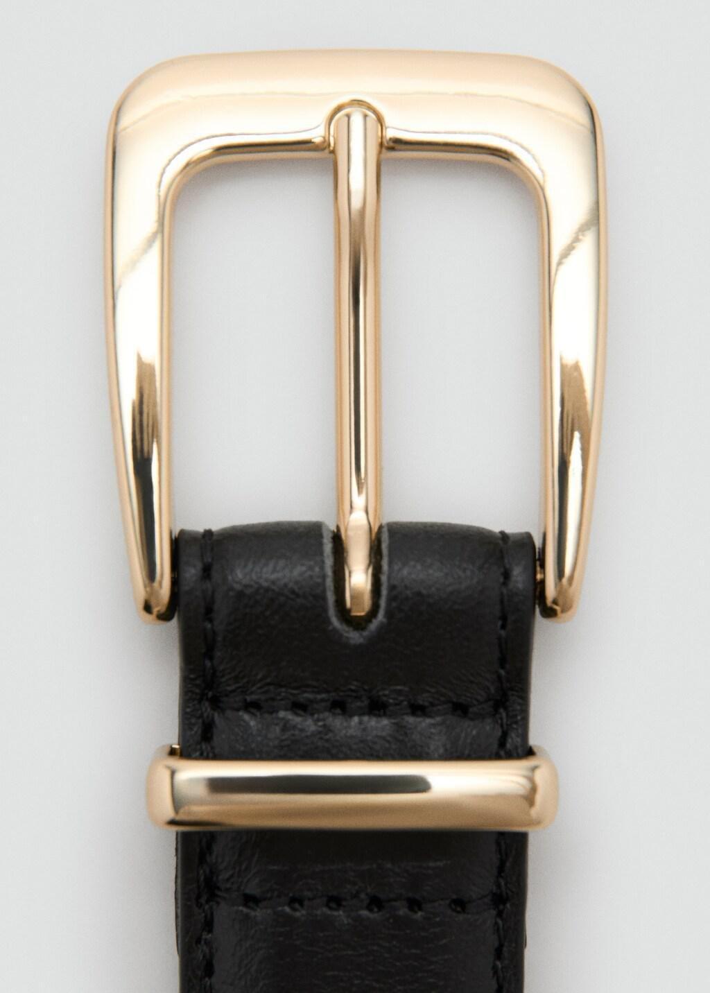 Black Bovine Leather Belt, Black, large image number 1