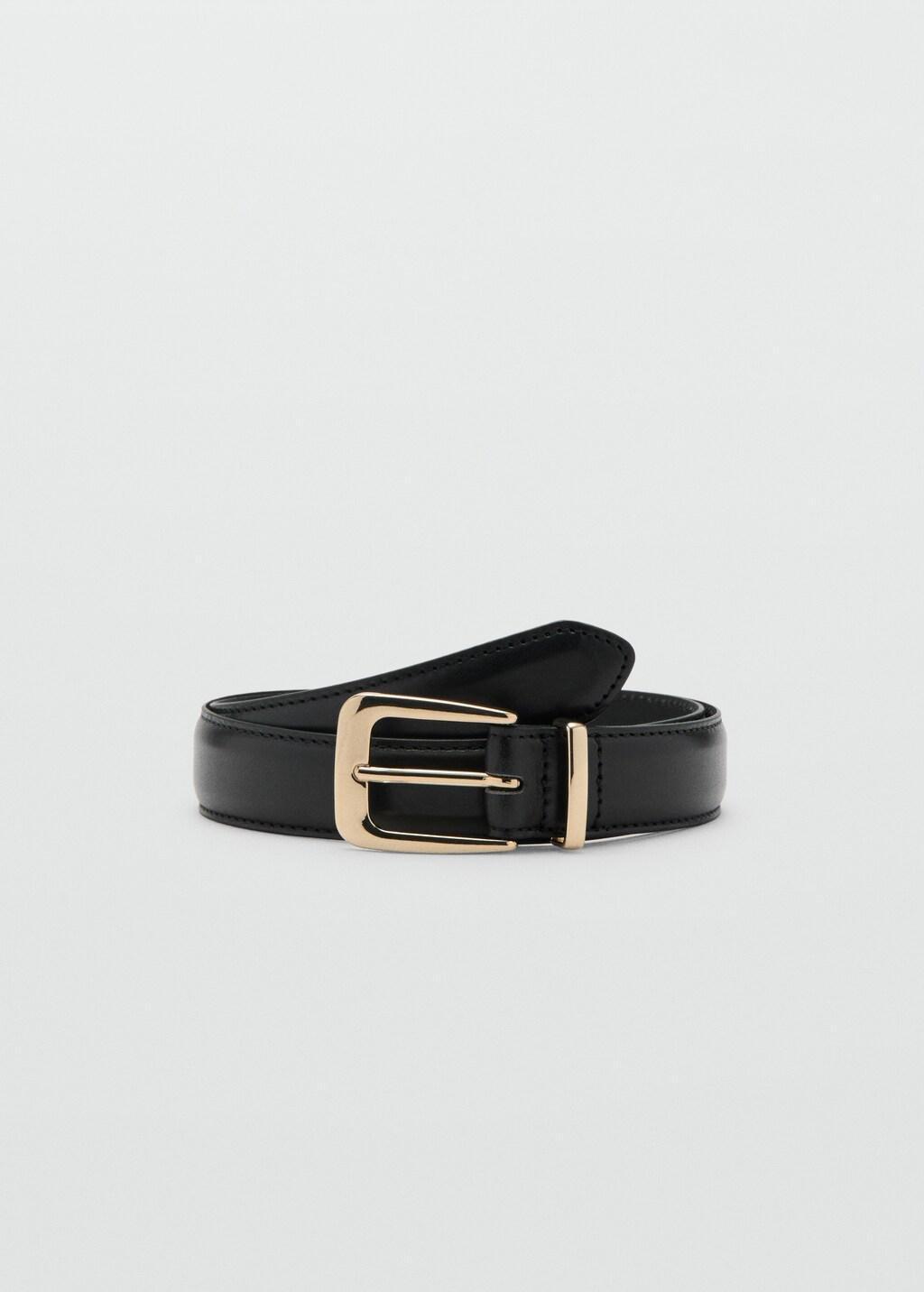 Black Bovine Leather Belt, Black, large image number 3