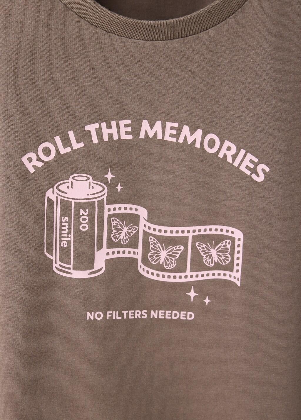 Brown Cotton T-Shirt With Print Detail, Kids Girls, Brown, large image number 1