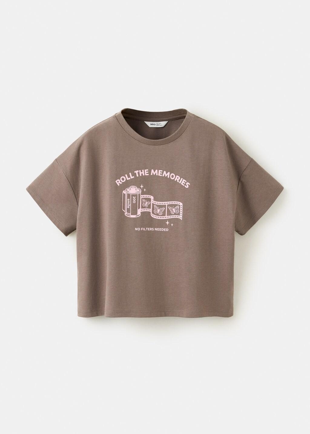 BROWN Cotton T-shirt with print detail, Kids Girls, Brown, large image number 6