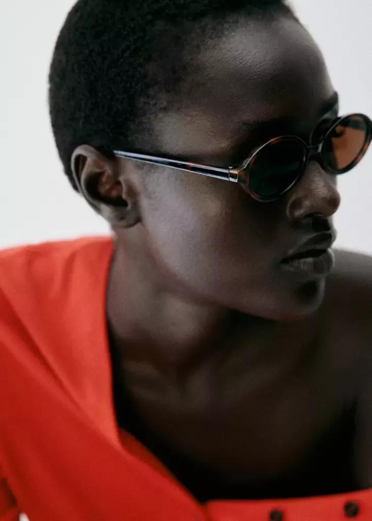 BROWN Oval-frame sunglasses, Women, Dark Brown, large image number 3
