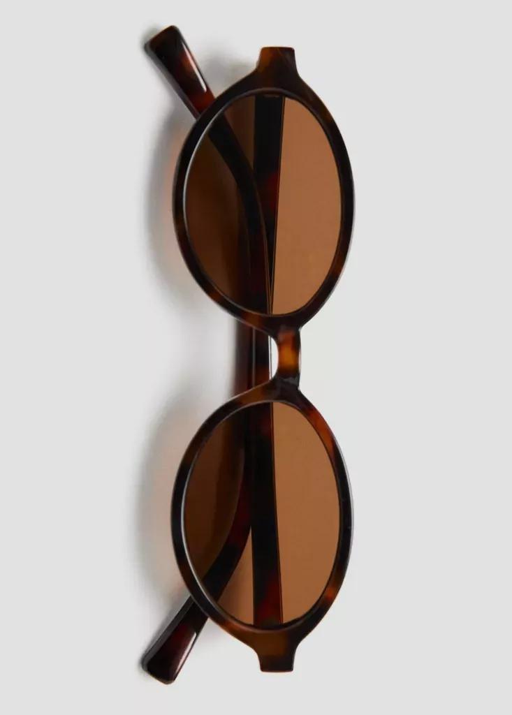 BROWN Oval-frame sunglasses, Women, Dark Brown, large image number 7