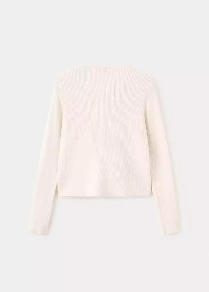 Beige Fine-Knit Cotton Cardigan, Kids Girls, Light Beige, medium