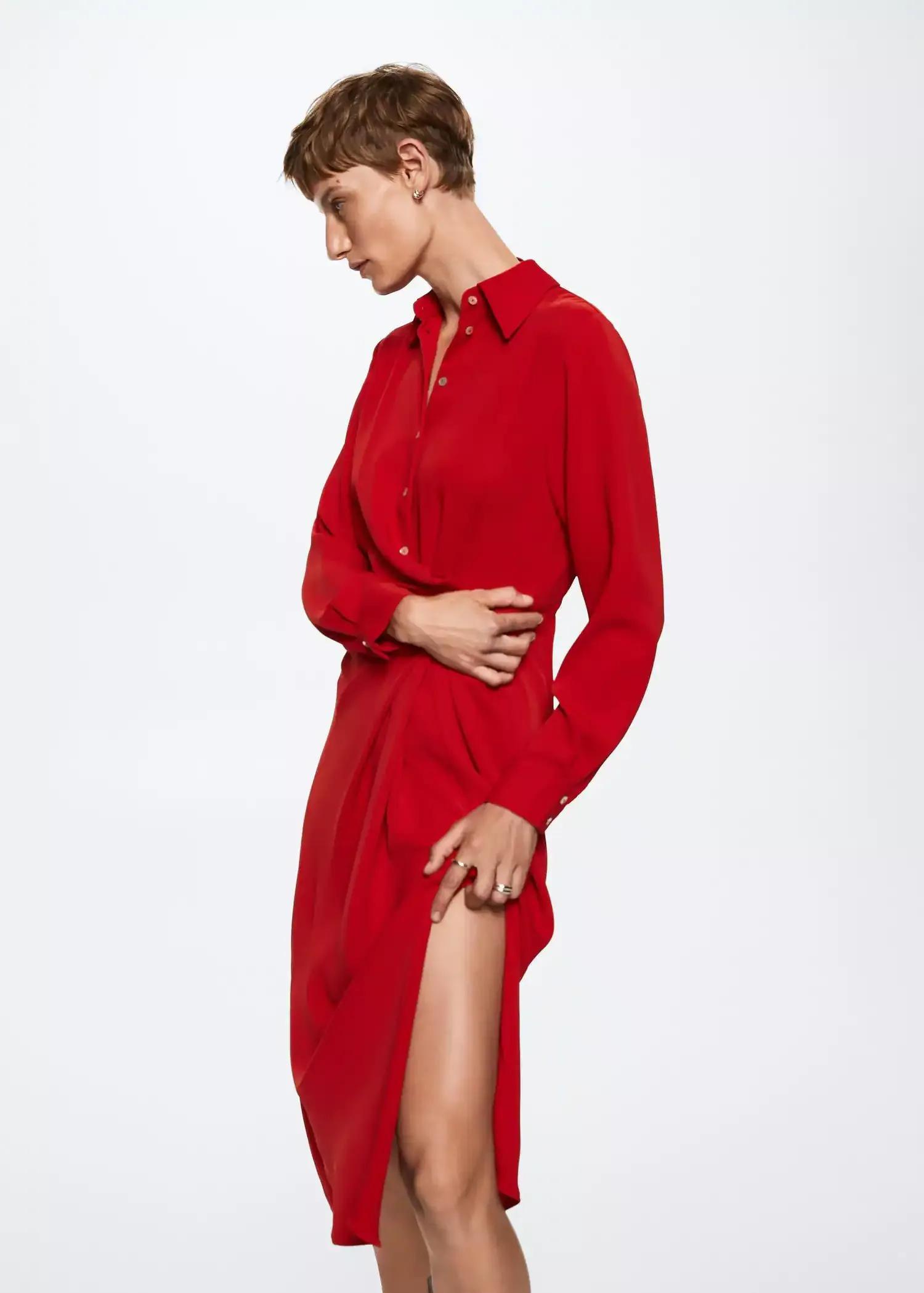 Red Knot Detail Shirt Dress, , large image number 1