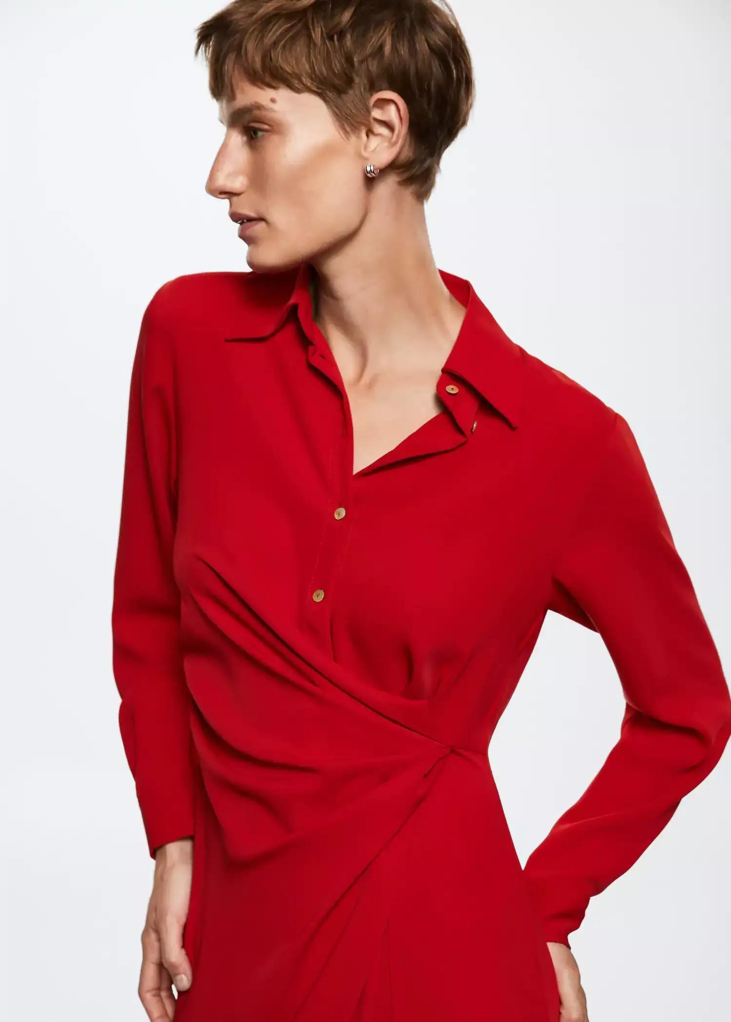 Red Knot Detail Shirt Dress, , large image number 2