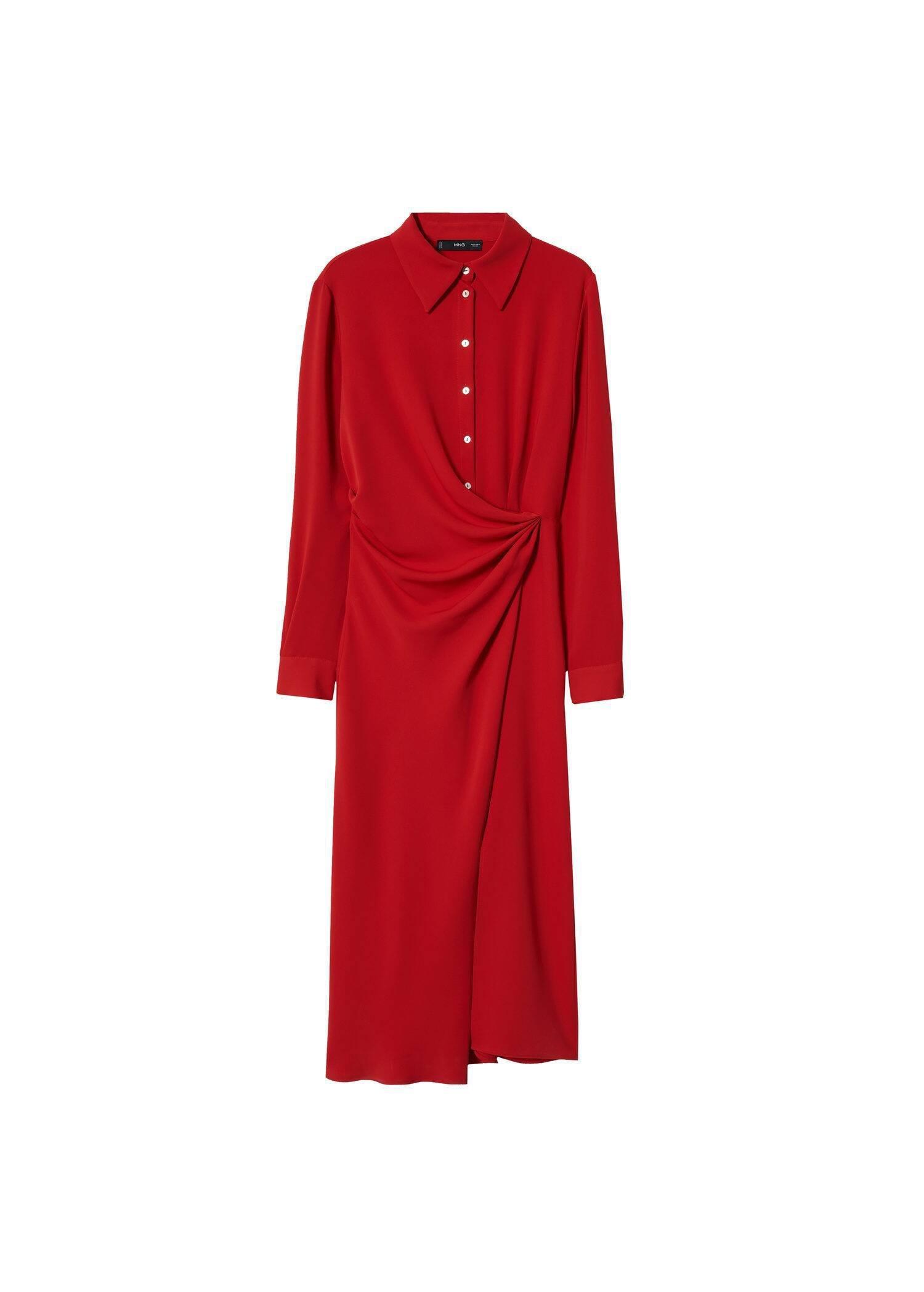 Red Knot Detail Shirt Dress, , large image number 6