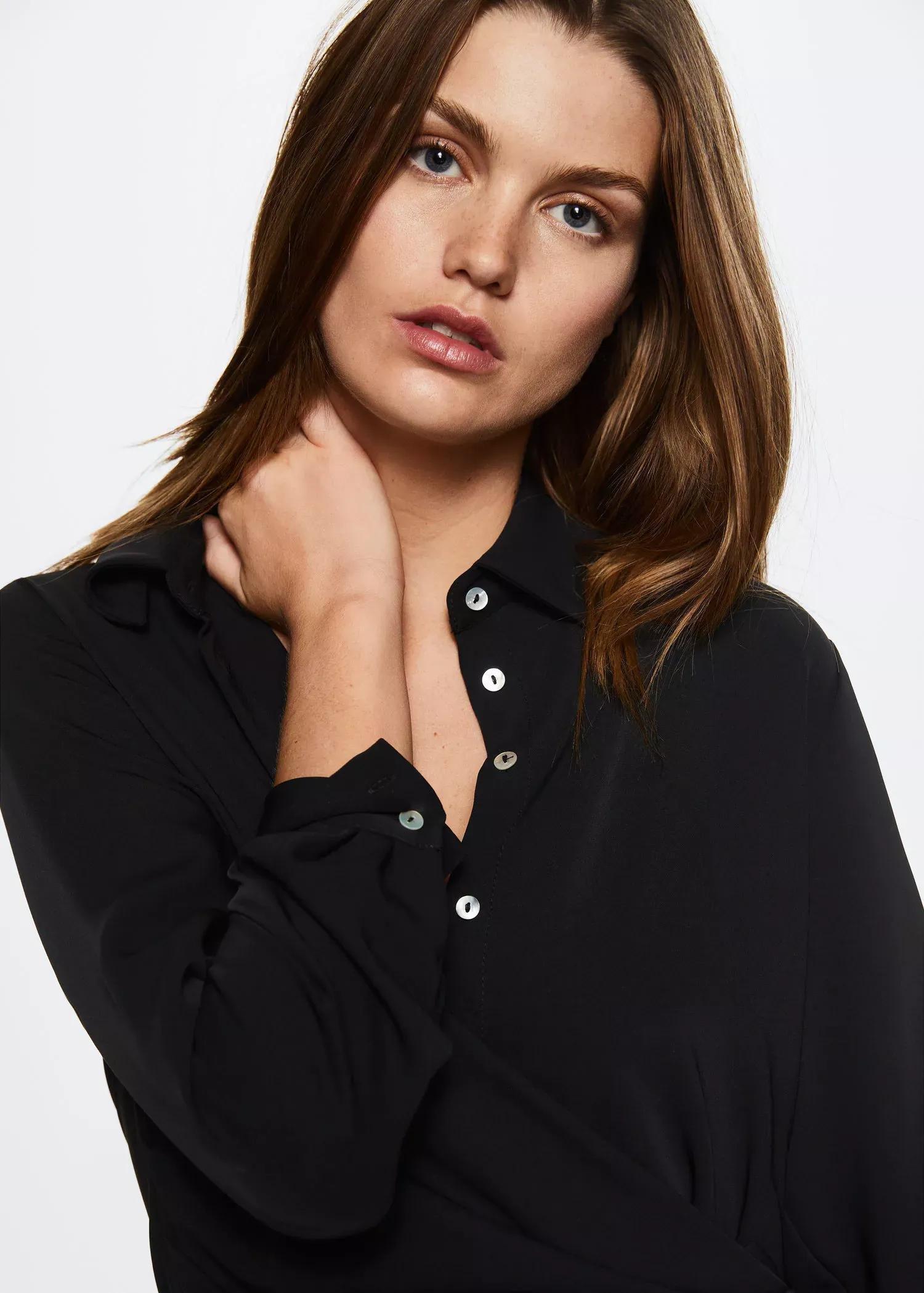 Black Knot Detail Shirt Dress, , large image number 2