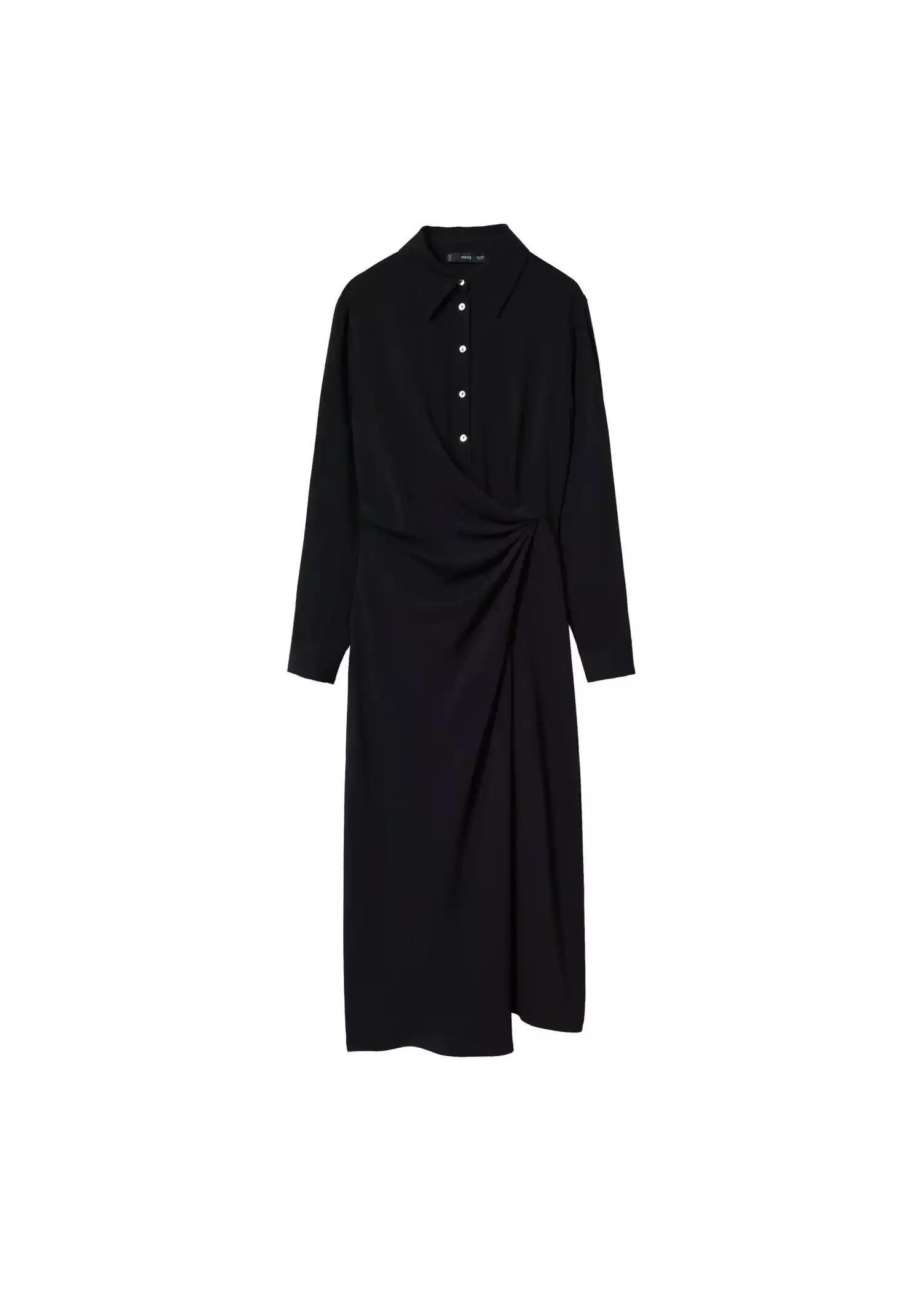 Black Knot Detail Shirt Dress, , large image number 3