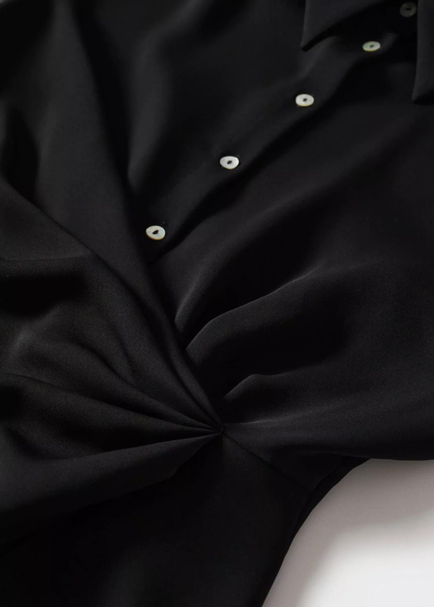 Black Knot Detail Shirt Dress, , large image number 4