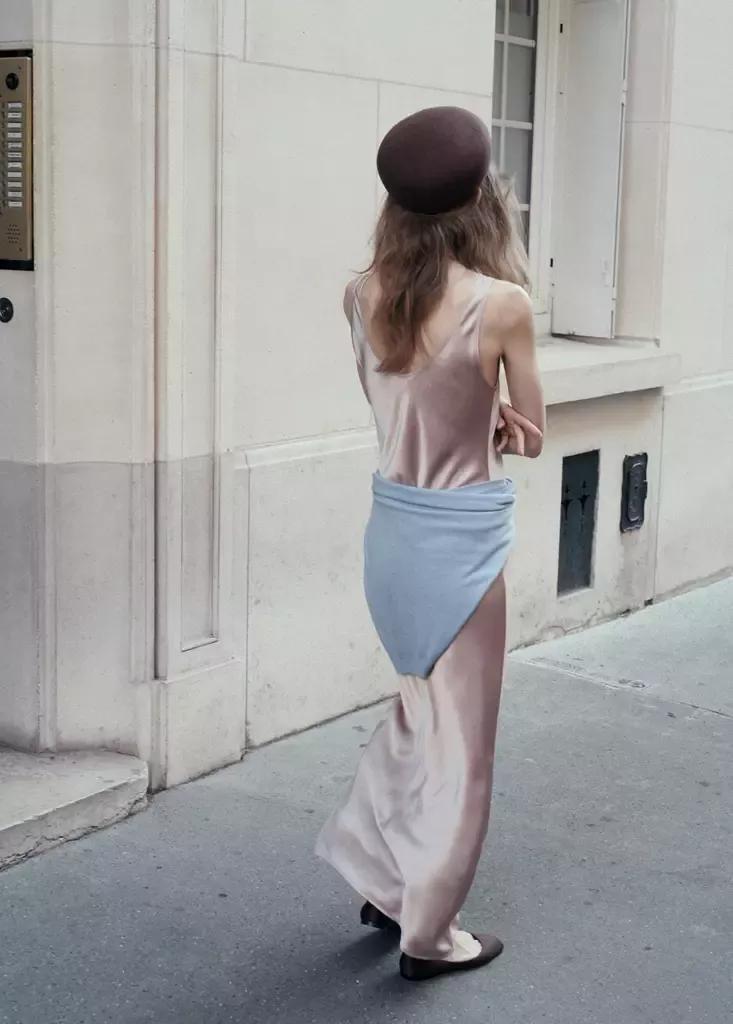 Pink Satin Dress With Creased Effect, , large image number 2