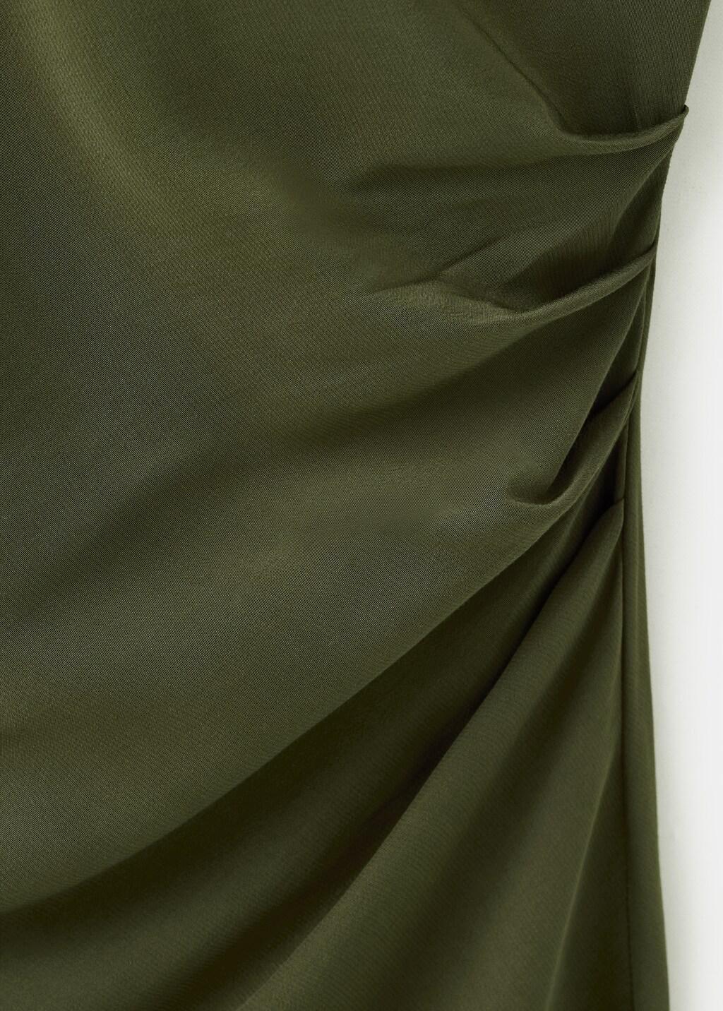 Green Boat-Neck Ruched Dress, Green, large image number 3