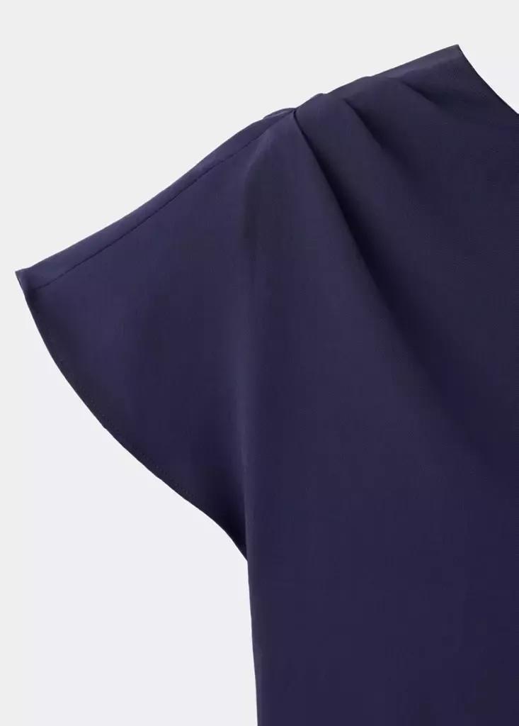 Blue Long Jumpsuit With Asymmetrical Sleeves, Medium Blue, large image number 4