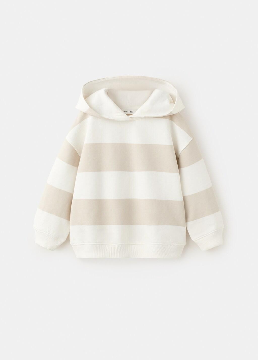 WHITE 100% cotton striped sweatshirt, Baby Boy, White, medium