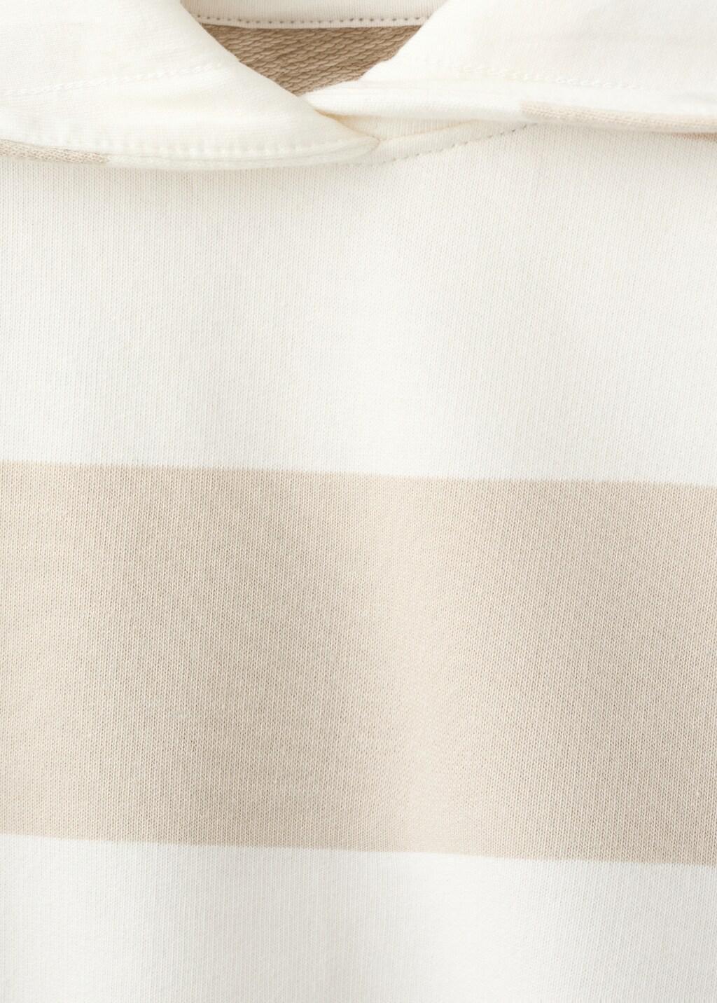 WHITE 100% cotton striped sweatshirt, Baby Boy, White, medium