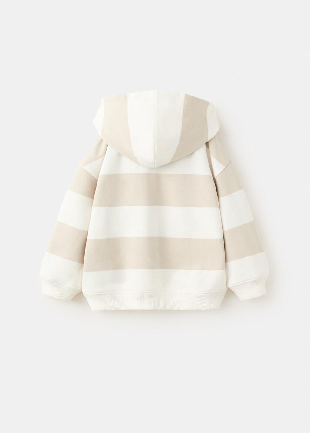 WHITE 100% cotton striped sweatshirt, Baby Boy, White, medium