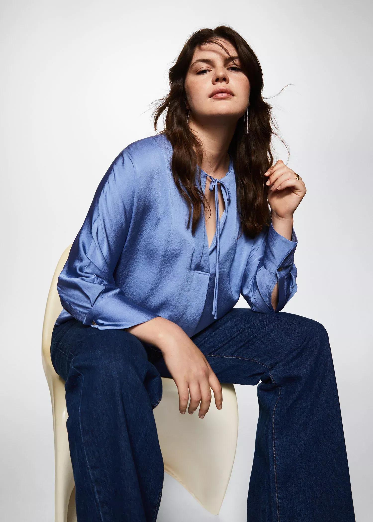medium blue Lace flowy blouse, , large image number 8