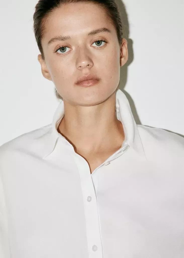 White Straight Lyocell Shirt, , large image number 3