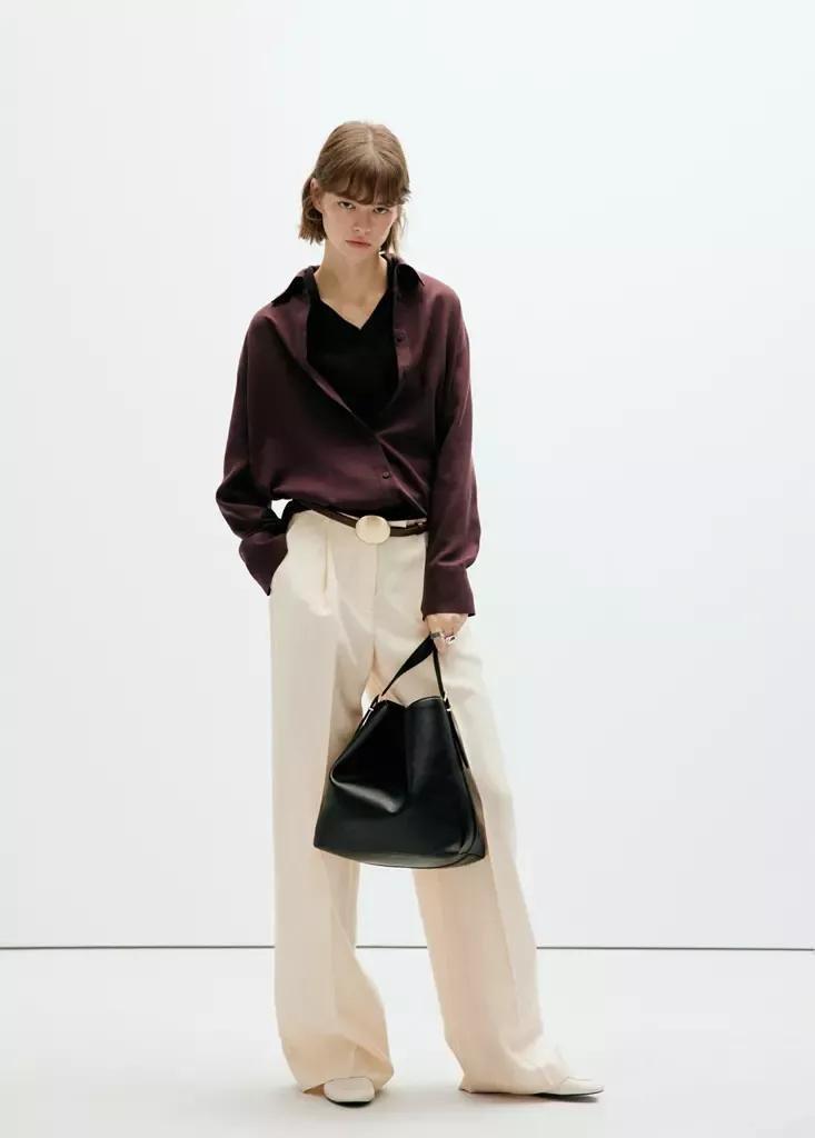 Brown Straight Lyocell Shirt, Brown, medium