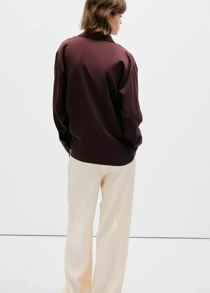 Brown Straight Lyocell Shirt, Brown, medium