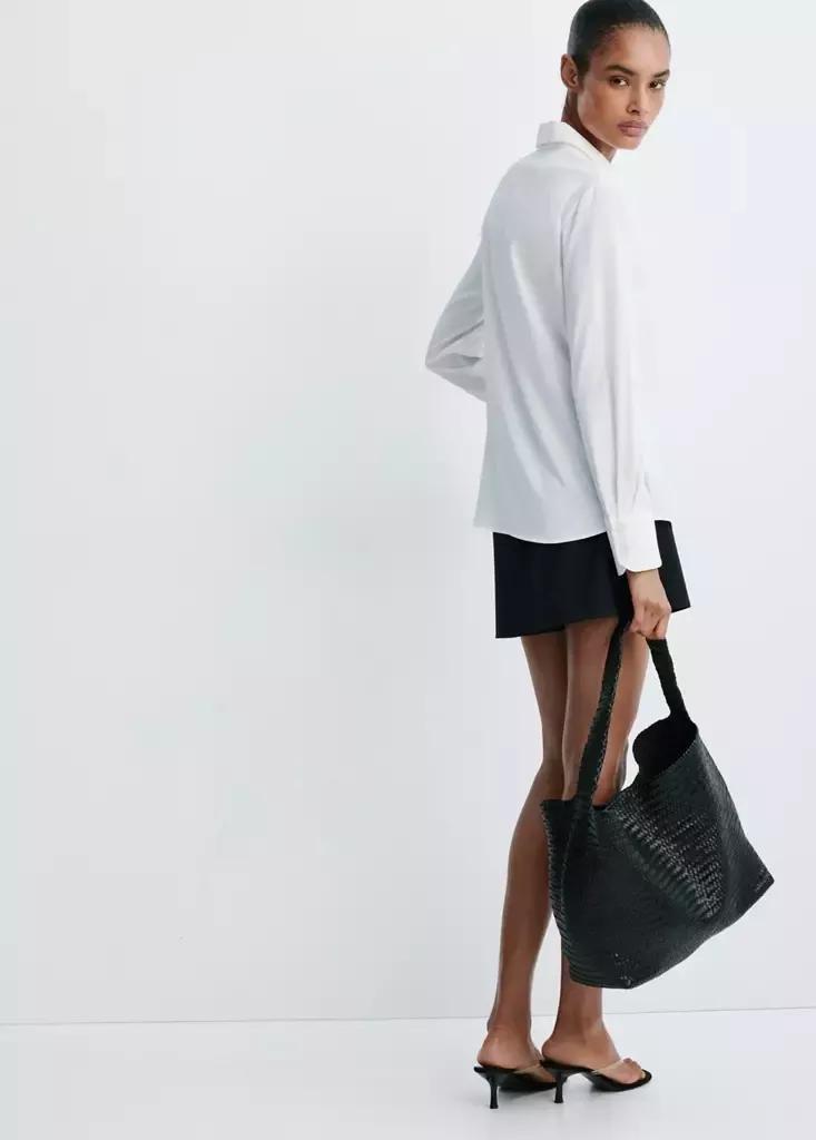White Fluid Blouse With Concealed Buttons, Natural White, large image number 2