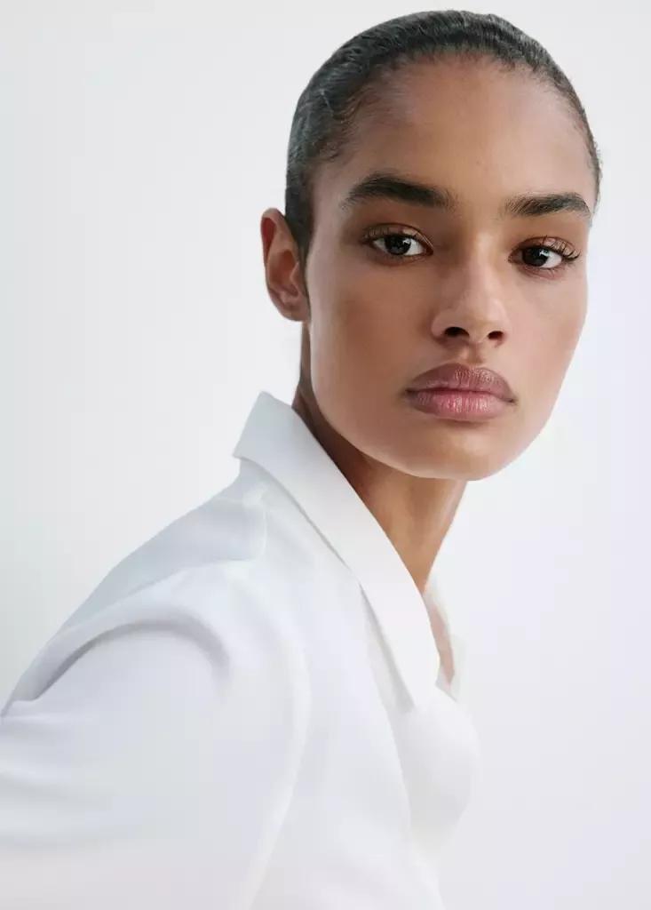 White Fluid Blouse With Concealed Buttons, Natural White, large image number 4