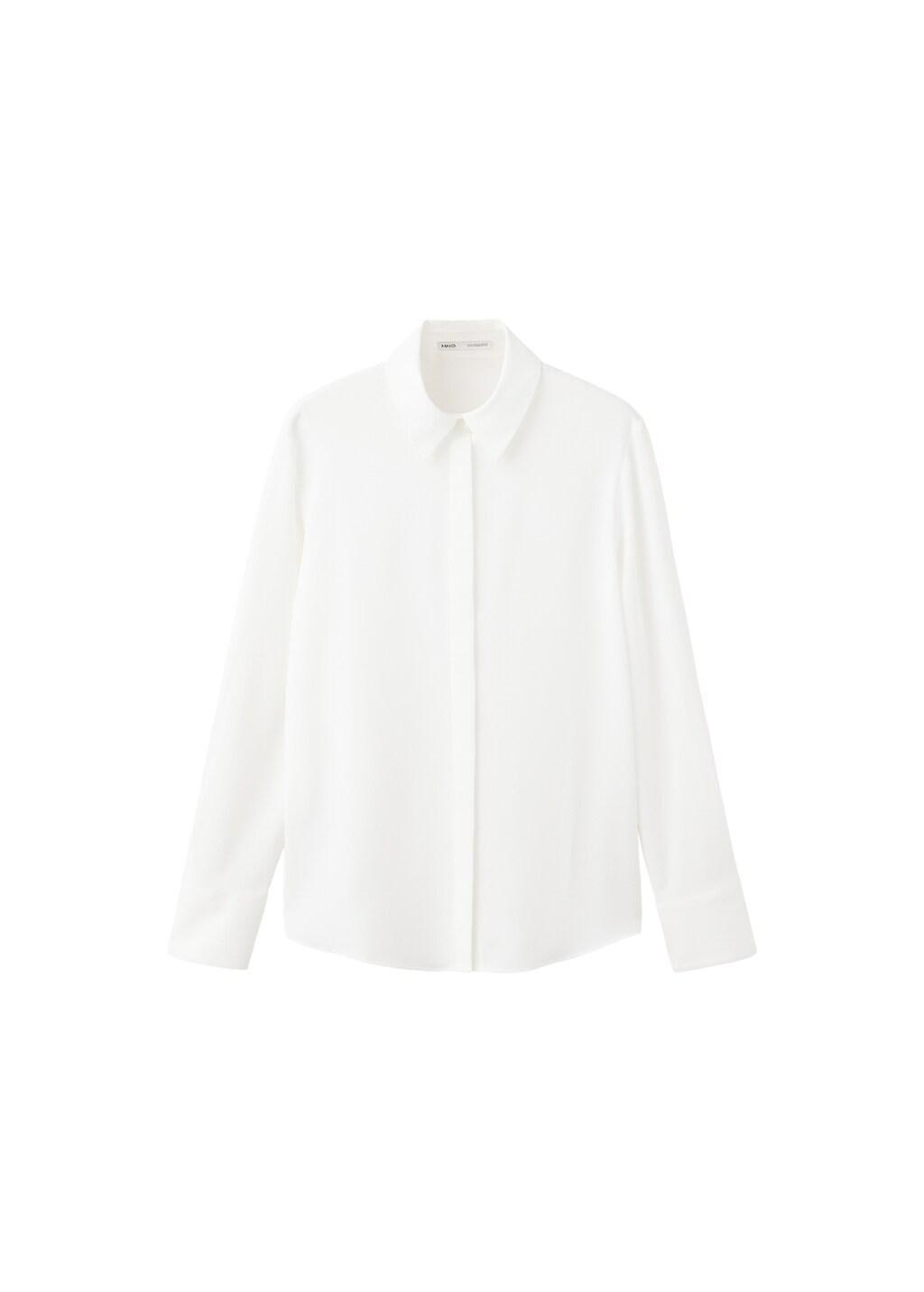 White Fluid Blouse With Concealed Buttons, Natural White, large image number 7