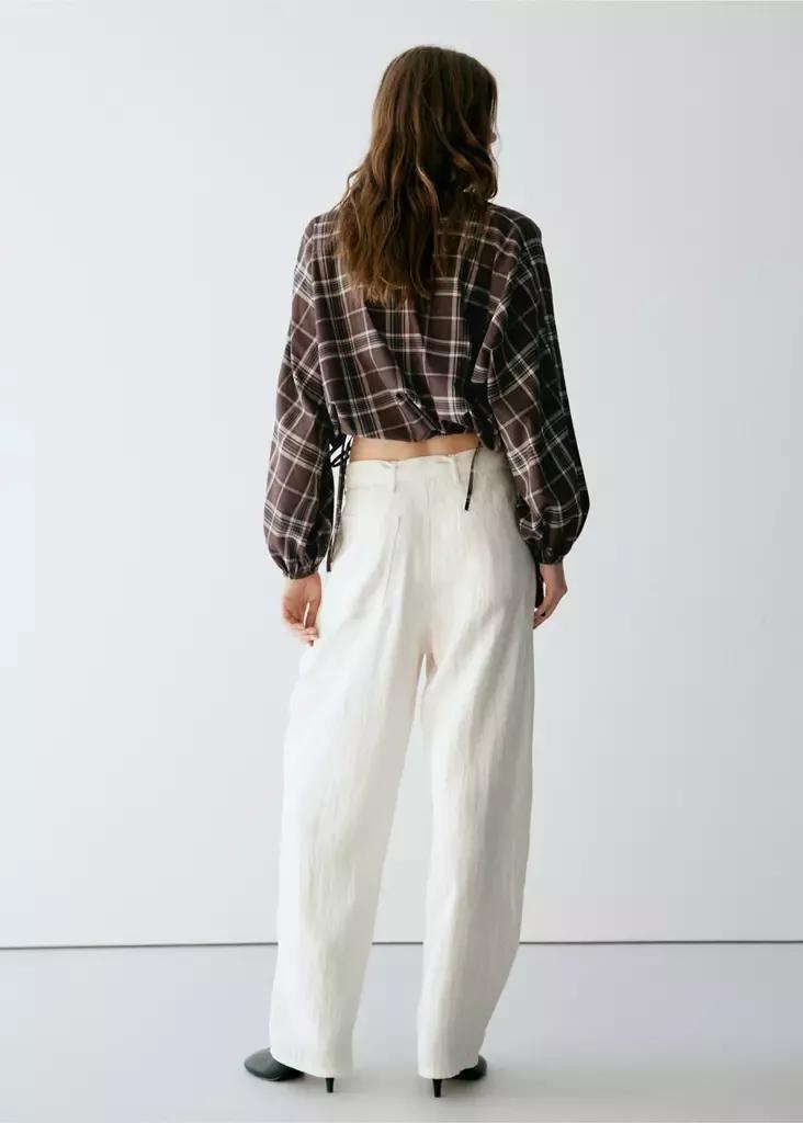 Brown Checked Shirt With Puffed Sleeves, Brown, large image number 2