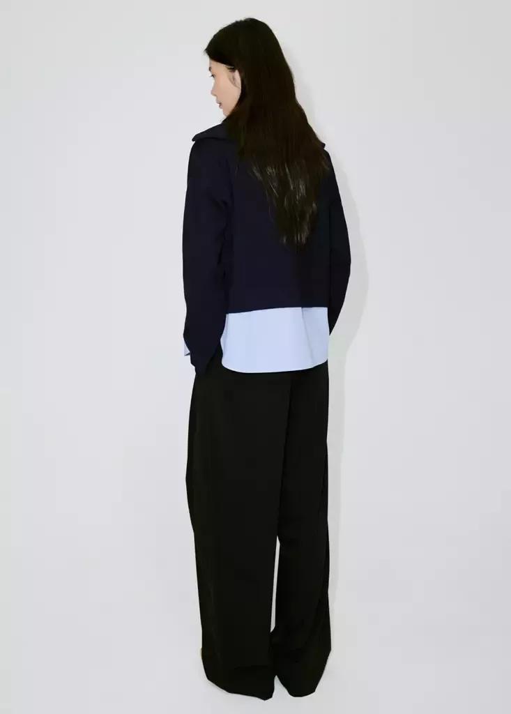 Navy Layered Knit Jumper With Shirt, Navy, large image number 2