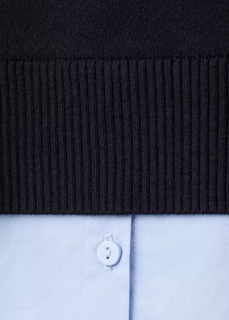 Navy Layered Knit Jumper With Shirt, Navy, large image number 6