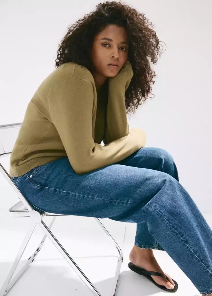 Khaki Fine-Knit Boat-Neck Sweater, Beige - Khaki, large image number 9
