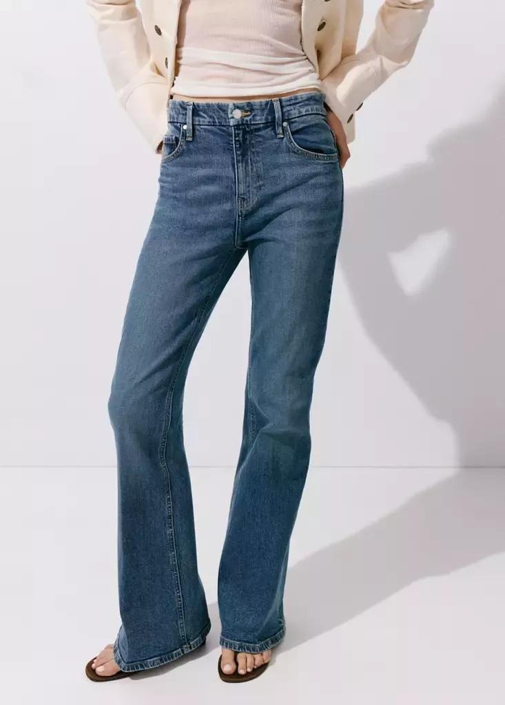 Blue High Waist Flare Jeans, Open Blue, large image number 1