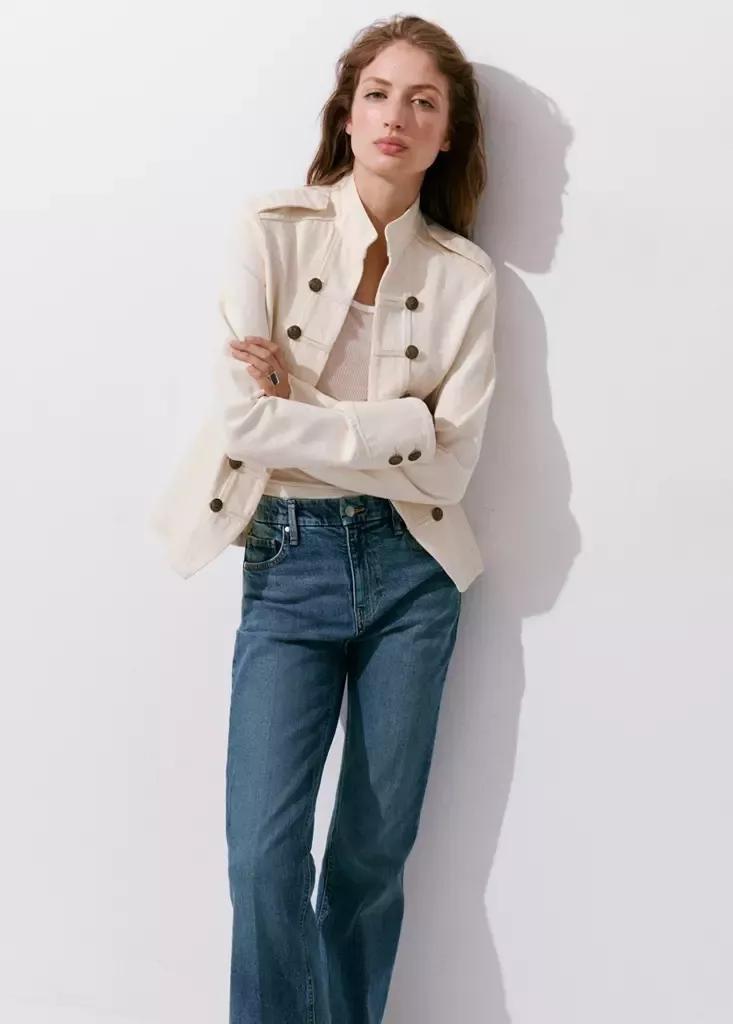 Blue High Waist Flare Jeans, Open Blue, large image number 3