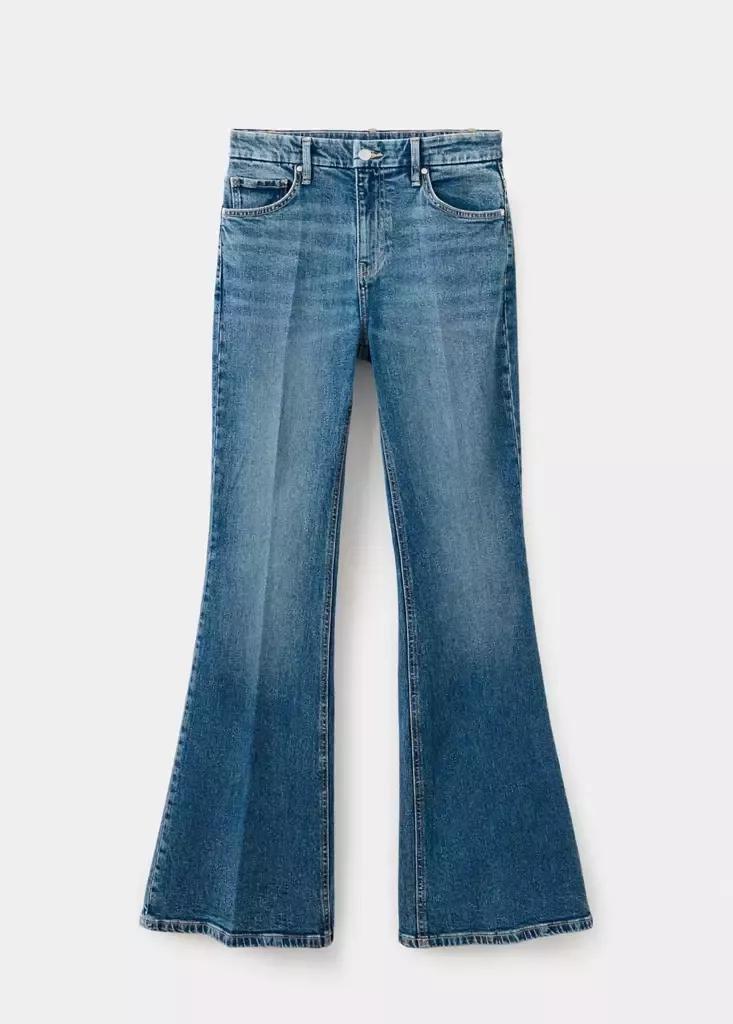 Blue High Waist Flare Jeans, Open Blue, large image number 5