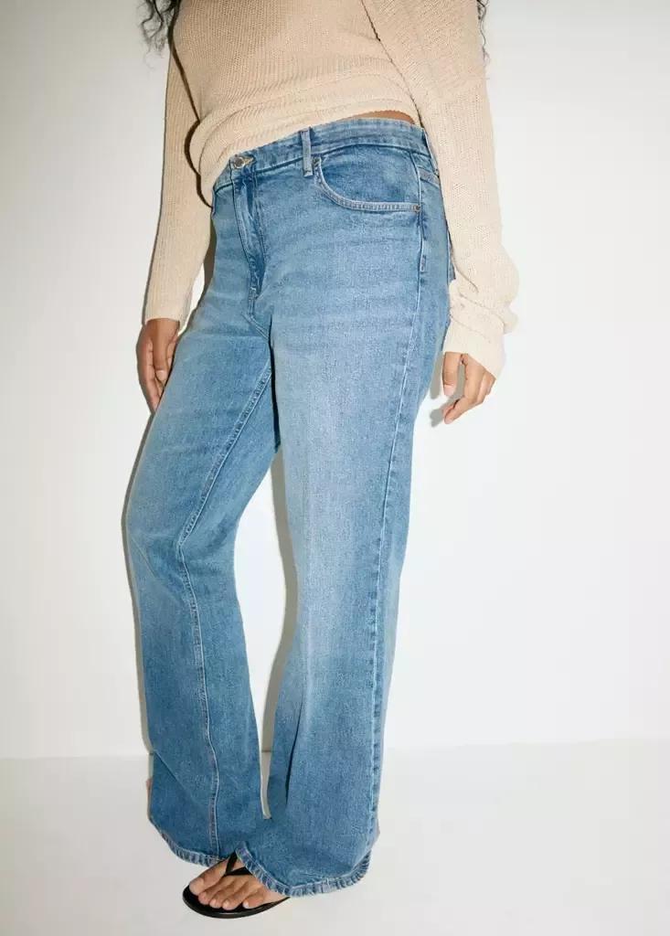 Blue High Waist Flare Jeans, Open Blue, large image number 9