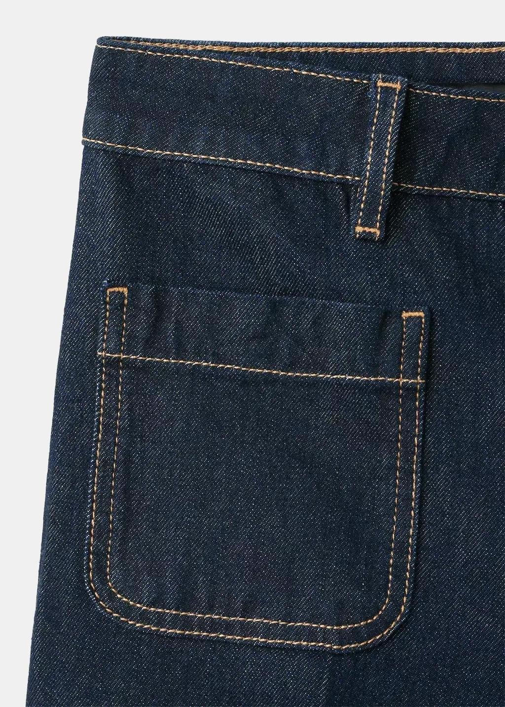 OPEN BLUE Wide-leg patch pocket jeans, Open Blue, medium
