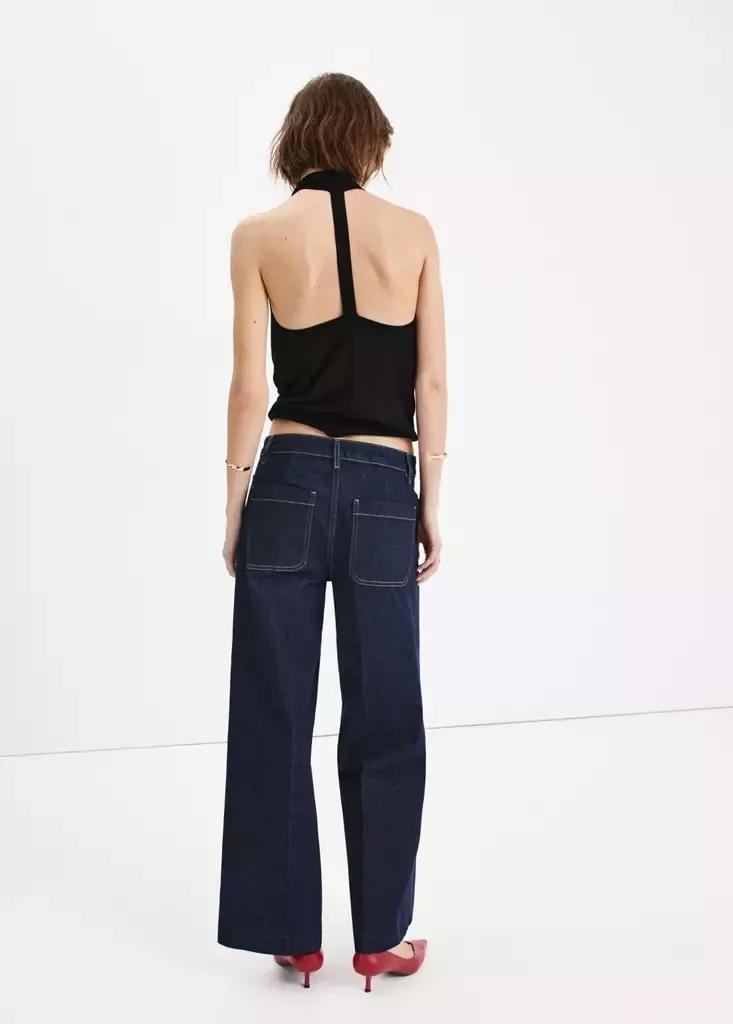 OPEN BLUE Wide-leg patch pocket jeans, Open Blue, large image number 3