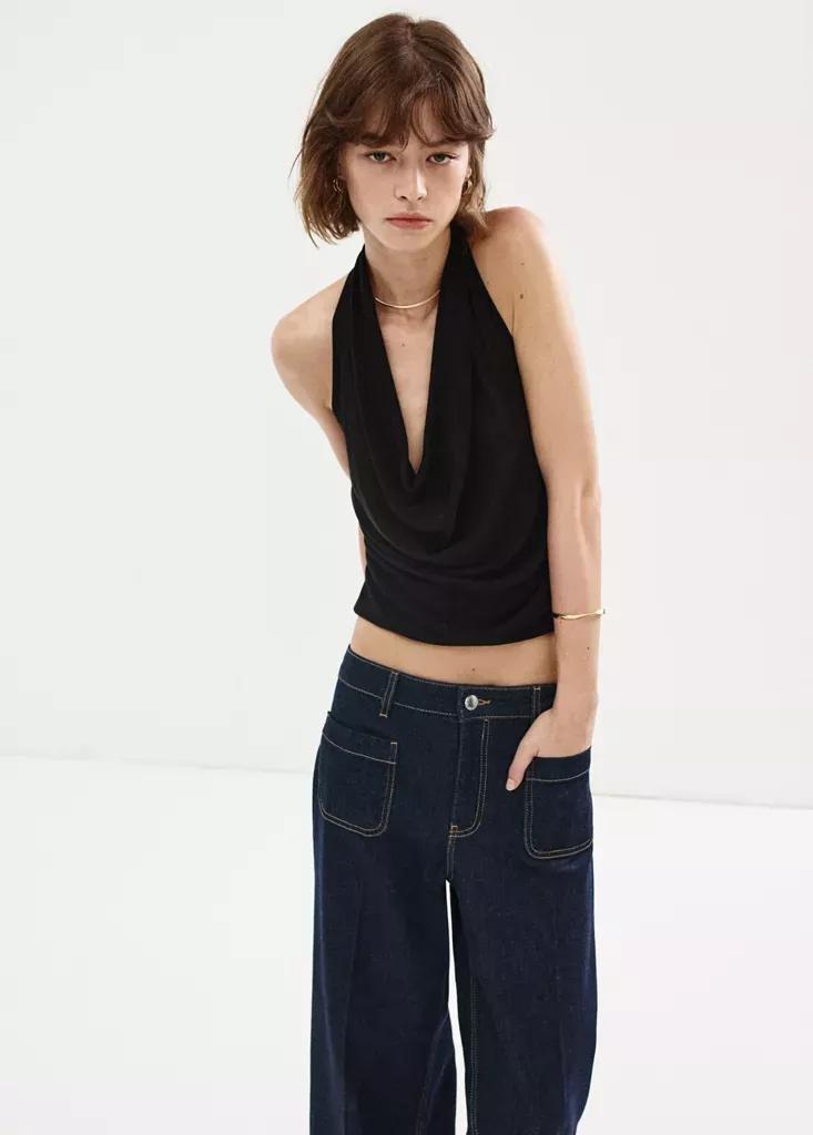 OPEN BLUE Wide-leg patch pocket jeans, Open Blue, large image number 4