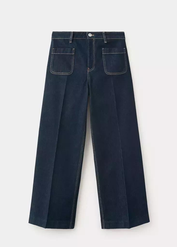 OPEN BLUE Wide-leg patch pocket jeans, Open Blue, large image number 8