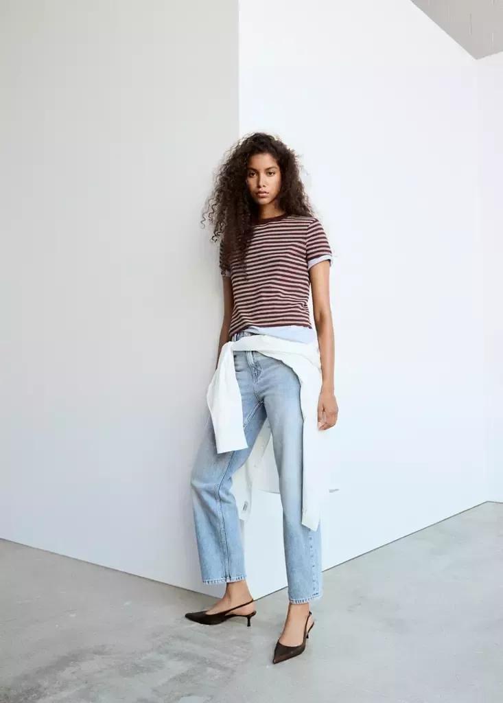 Blue Mid-Rise Straight Jeans, Open Blue, large image number 0